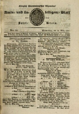 Allgemeines Amts- und Intelligenz-Blatt für den Jaxt-Kreis Samstag 13. März 1841