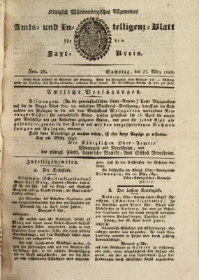 Allgemeines Amts- und Intelligenz-Blatt für den Jaxt-Kreis Samstag 27. März 1841