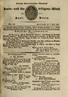 Allgemeines Amts- und Intelligenz-Blatt für den Jaxt-Kreis Wednesday 7. April 1841