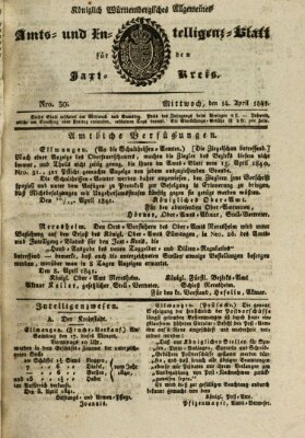 Allgemeines Amts- und Intelligenz-Blatt für den Jaxt-Kreis Mittwoch 14. April 1841