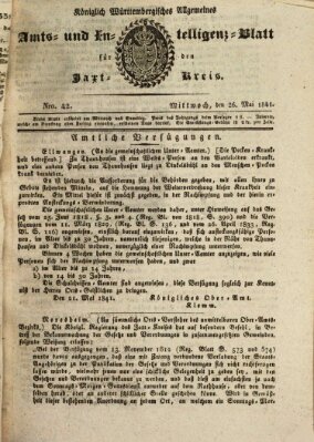 Allgemeines Amts- und Intelligenz-Blatt für den Jaxt-Kreis Mittwoch 26. Mai 1841