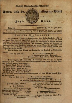 Allgemeines Amts- und Intelligenz-Blatt für den Jaxt-Kreis Mittwoch 23. Juni 1841