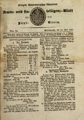 Allgemeines Amts- und Intelligenz-Blatt für den Jaxt-Kreis Mittwoch 30. Juni 1841