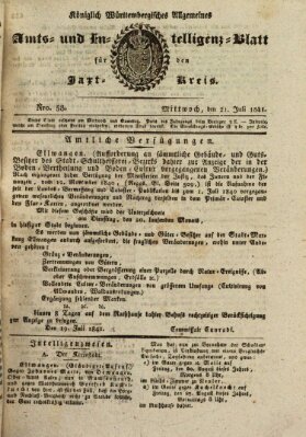 Allgemeines Amts- und Intelligenz-Blatt für den Jaxt-Kreis Mittwoch 21. Juli 1841