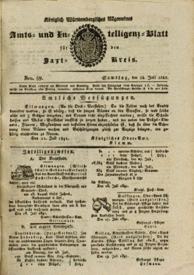 Allgemeines Amts- und Intelligenz-Blatt für den Jaxt-Kreis Samstag 24. Juli 1841