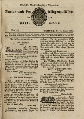 Allgemeines Amts- und Intelligenz-Blatt für den Jaxt-Kreis Mittwoch 18. August 1841