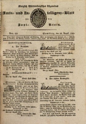 Allgemeines Amts- und Intelligenz-Blatt für den Jaxt-Kreis Samstag 28. August 1841