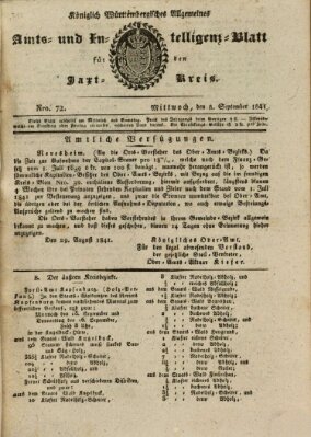 Allgemeines Amts- und Intelligenz-Blatt für den Jaxt-Kreis Mittwoch 8. September 1841