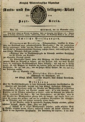 Allgemeines Amts- und Intelligenz-Blatt für den Jaxt-Kreis Mittwoch 29. September 1841