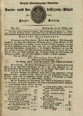 Allgemeines Amts- und Intelligenz-Blatt für den Jaxt-Kreis Mittwoch 20. Oktober 1841