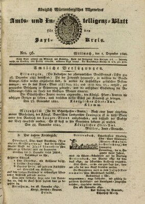 Allgemeines Amts- und Intelligenz-Blatt für den Jaxt-Kreis Mittwoch 1. Dezember 1841