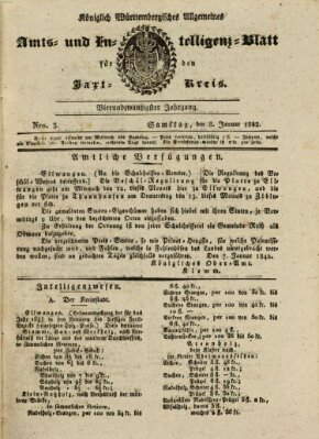 Allgemeines Amts- und Intelligenz-Blatt für den Jaxt-Kreis Samstag 8. Januar 1842