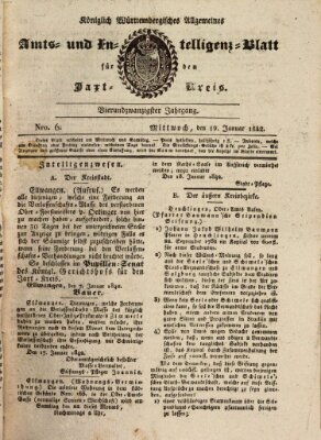 Allgemeines Amts- und Intelligenz-Blatt für den Jaxt-Kreis Mittwoch 19. Januar 1842