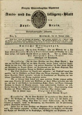 Allgemeines Amts- und Intelligenz-Blatt für den Jaxt-Kreis Mittwoch 26. Januar 1842