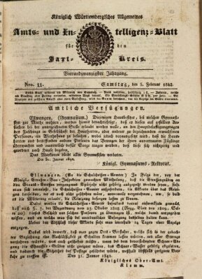 Allgemeines Amts- und Intelligenz-Blatt für den Jaxt-Kreis Samstag 5. Februar 1842