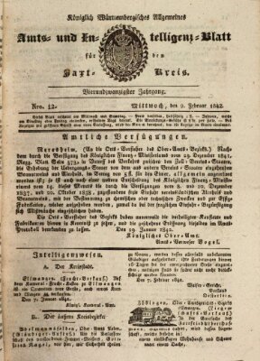 Allgemeines Amts- und Intelligenz-Blatt für den Jaxt-Kreis Mittwoch 9. Februar 1842