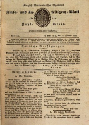 Allgemeines Amts- und Intelligenz-Blatt für den Jaxt-Kreis Samstag 19. Februar 1842