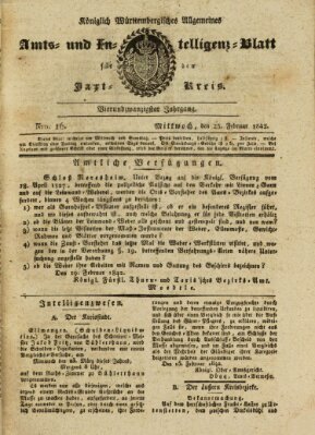 Allgemeines Amts- und Intelligenz-Blatt für den Jaxt-Kreis Mittwoch 23. Februar 1842