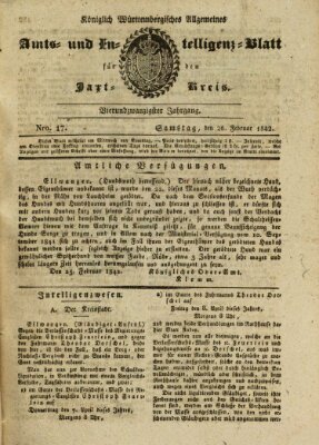 Allgemeines Amts- und Intelligenz-Blatt für den Jaxt-Kreis Samstag 26. Februar 1842