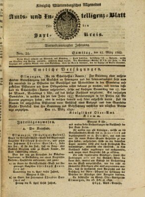 Allgemeines Amts- und Intelligenz-Blatt für den Jaxt-Kreis Samstag 12. März 1842