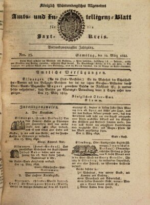 Allgemeines Amts- und Intelligenz-Blatt für den Jaxt-Kreis Samstag 19. März 1842