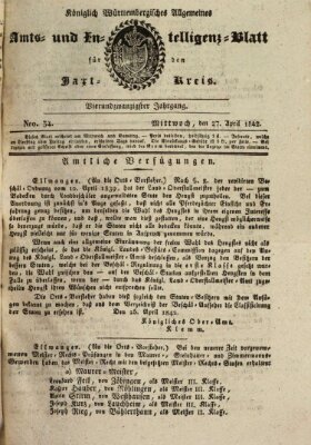 Allgemeines Amts- und Intelligenz-Blatt für den Jaxt-Kreis Mittwoch 27. April 1842