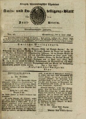 Allgemeines Amts- und Intelligenz-Blatt für den Jaxt-Kreis Samstag 4. Juni 1842