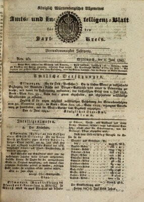 Allgemeines Amts- und Intelligenz-Blatt für den Jaxt-Kreis Mittwoch 8. Juni 1842