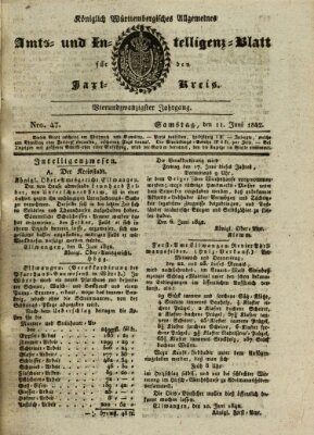 Allgemeines Amts- und Intelligenz-Blatt für den Jaxt-Kreis Samstag 11. Juni 1842