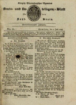 Allgemeines Amts- und Intelligenz-Blatt für den Jaxt-Kreis Samstag 9. Juli 1842