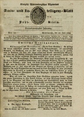 Allgemeines Amts- und Intelligenz-Blatt für den Jaxt-Kreis Mittwoch 20. Juli 1842