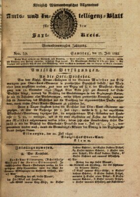 Allgemeines Amts- und Intelligenz-Blatt für den Jaxt-Kreis Samstag 23. Juli 1842