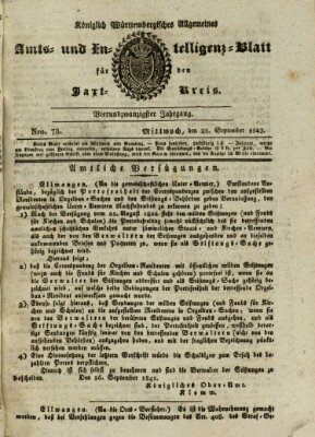 Allgemeines Amts- und Intelligenz-Blatt für den Jaxt-Kreis Mittwoch 28. September 1842