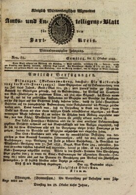 Allgemeines Amts- und Intelligenz-Blatt für den Jaxt-Kreis Samstag 8. Oktober 1842