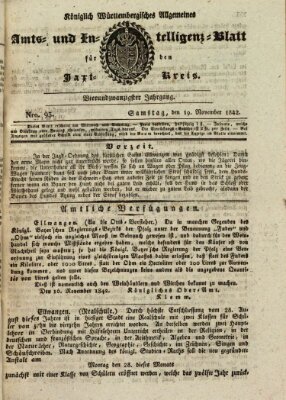 Allgemeines Amts- und Intelligenz-Blatt für den Jaxt-Kreis Samstag 19. November 1842