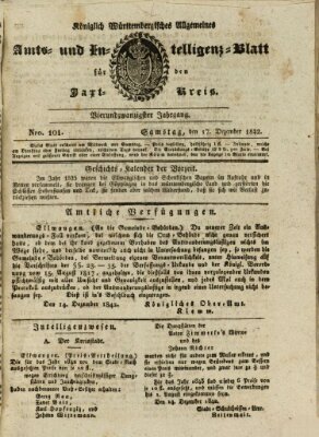 Allgemeines Amts- und Intelligenz-Blatt für den Jaxt-Kreis Samstag 17. Dezember 1842