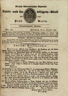 Allgemeines Amts- und Intelligenz-Blatt für den Jaxt-Kreis Mittwoch 21. Dezember 1842