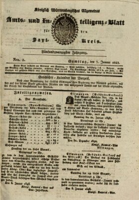 Allgemeines Amts- und Intelligenz-Blatt für den Jaxt-Kreis Samstag 7. Januar 1843