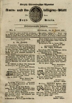 Allgemeines Amts- und Intelligenz-Blatt für den Jaxt-Kreis Mittwoch 18. Januar 1843