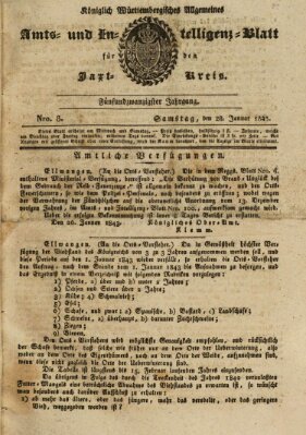 Allgemeines Amts- und Intelligenz-Blatt für den Jaxt-Kreis Samstag 28. Januar 1843