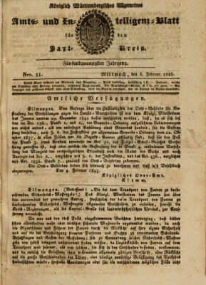 Allgemeines Amts- und Intelligenz-Blatt für den Jaxt-Kreis Mittwoch 8. Februar 1843