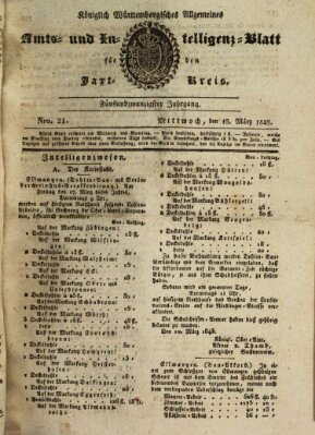 Allgemeines Amts- und Intelligenz-Blatt für den Jaxt-Kreis Mittwoch 15. März 1843