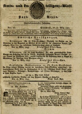 Allgemeines Amts- und Intelligenz-Blatt für den Jaxt-Kreis Mittwoch 22. März 1843