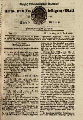 Allgemeines Amts- und Intelligenz-Blatt für den Jaxt-Kreis Mittwoch 5. April 1843