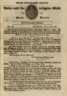 Allgemeines Amts- und Intelligenz-Blatt für den Jaxt-Kreis Mittwoch 19. Juli 1843