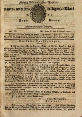 Allgemeines Amts- und Intelligenz-Blatt für den Jaxt-Kreis Mittwoch 9. August 1843