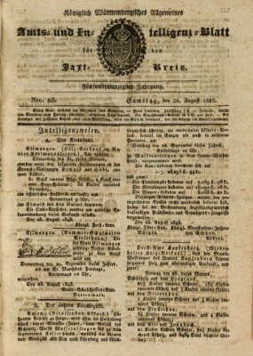 Allgemeines Amts- und Intelligenz-Blatt für den Jaxt-Kreis Samstag 26. August 1843