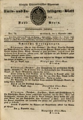 Allgemeines Amts- und Intelligenz-Blatt für den Jaxt-Kreis Mittwoch 6. September 1843