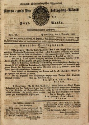 Allgemeines Amts- und Intelligenz-Blatt für den Jaxt-Kreis Samstag 2. Dezember 1843