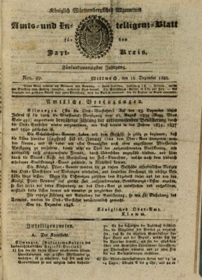 Allgemeines Amts- und Intelligenz-Blatt für den Jaxt-Kreis Mittwoch 13. Dezember 1843